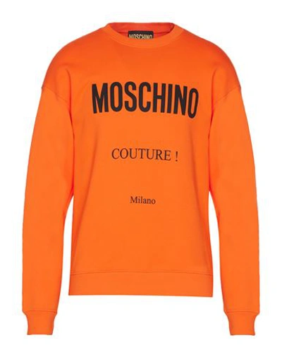 Moschino Man Sweatshirt Orange Size 38 Cotton