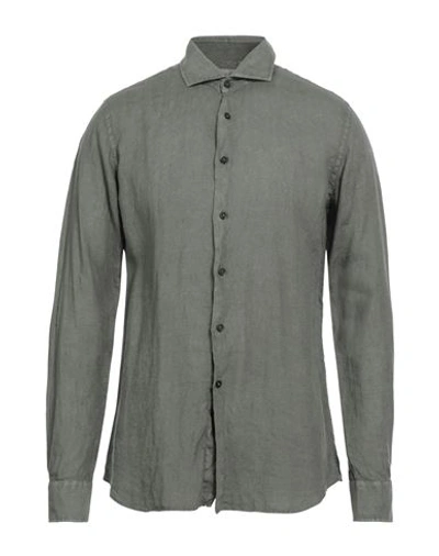 Xacus Man Shirt Sage Green Size 18 Linen In Sage Green