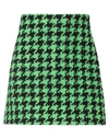 Msgm Houndstooth-print Wool Mini Skirt In Green