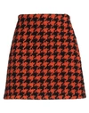 Msgm Woman Mini Skirt Orange Size 8 Virgin Wool, Polyamide