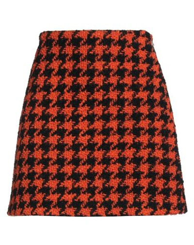 Msgm Woman Mini Skirt Orange Size 8 Virgin Wool, Polyamide In Orange