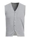 Rossopuro Man Cardigan Light Grey Size 5 Wool, Cashmere