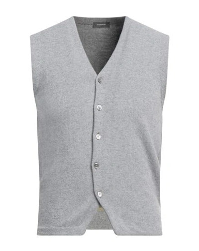 Rossopuro Man Cardigan Light Grey Size 5 Wool, Cashmere In Grey