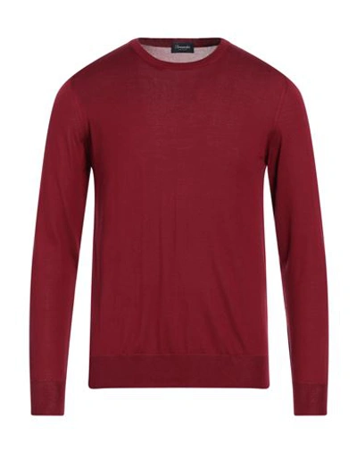 Drumohr Man Sweater Brick Red Size 38 Silk