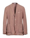 Boglioli Man Suit Jacket Rust Size 38 Linen In Pink