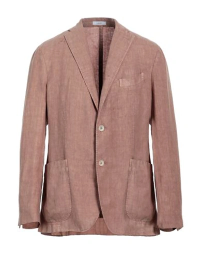 Boglioli Man Suit Jacket Rust Size 38 Linen In Red