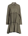 Aglini Woman Midi Dress Military Green Size 8 Cotton In Green