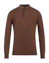 Alpha Studio Man Sweater Brown Size 38 Wool