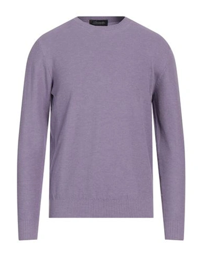 Drumohr Man Sweater Light Purple Size 42 Cotton