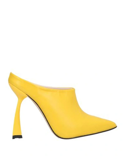 Ncub Woman Mules & Clogs Yellow Size 7 Textile Fibers In Yellow