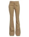 Dondup Woman Pants Khaki Size 31 Linen, Cotton, Elastane In Beige