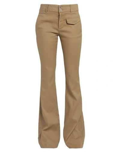 Dondup Woman Pants Khaki Size 31 Linen, Cotton, Elastane In Beige