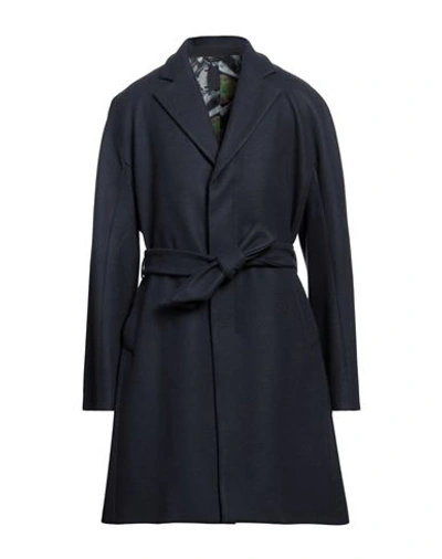 Alessandro Dell'acqua Man Coat Slate Blue Size 46 Polyester, Wool