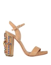 Le Capresi Woman Sandals Camel Size 11 Soft Leather In Beige