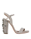 Le Capresi Woman Sandals Grey Size 10 Soft Leather In Grey