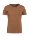 Yes Zee By Essenza Man T-shirt Tan Size 3xl Cotton In Brown