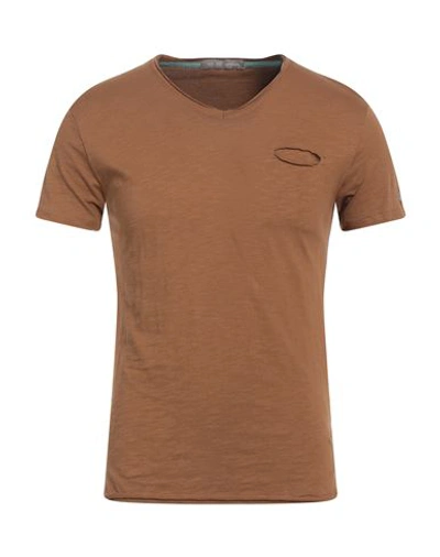 Yes Zee By Essenza Man T-shirt Tan Size 3xl Cotton In Brown