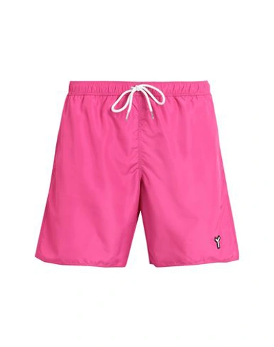 Yes I Am Man Swim Trunks Fuchsia Size L Polyester In Pink