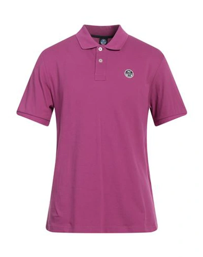 North Sails Man Polo Shirt Mauve Size Xl Cotton In Purple