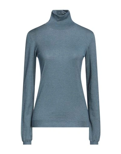 Brunello Cucinelli Woman Turtleneck Deep Jade Size M Cashmere, Silk, Polyamide, Metallic Polyester In Green