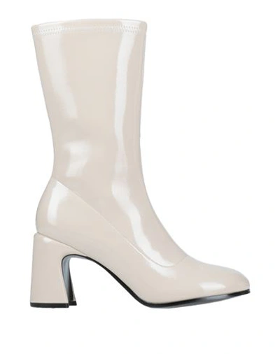 Jeannot Woman Ankle Boots Off White Size 6 Textile Fibers In Off White