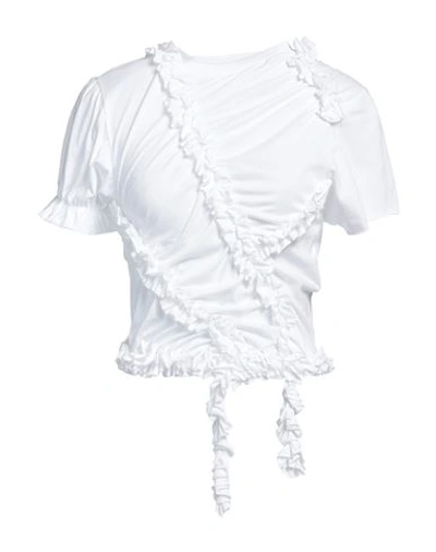 Mm6 Maison Margiela Woman T-shirt White Size L Cotton