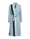 Yes London Woman Coat Sky Blue Size 10 Polyester, Viscose