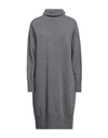 Douuod Woman Mini Dress Lead Size Xl Wool, Cashmere In Grey