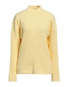 Bonsai Woman Turtleneck Light Yellow Size L Cotton, Elastane