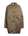 Mm6 Maison Margiela Woman Coat Khaki Size 6 Polyester, Cotton In Beige