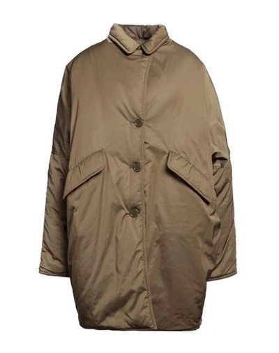 Mm6 Maison Margiela Woman Coat Khaki Size 6 Polyester, Cotton In Beige