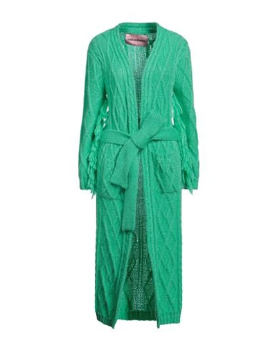 Pink Memories Woman Cardigan Green Size 6 Acrylic, Mohair Wool, Polyamide, Wool In Green