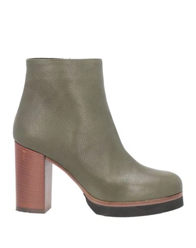 The Seller Woman Ankle Boots Military Green Size 8 Soft Leather In Green