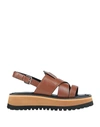 Rahya Grey Woman Sandals Brown Size 10 Soft Leather In Brown