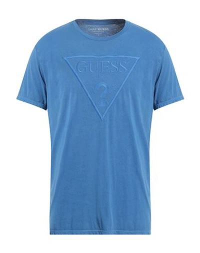 Guess Man T-shirt Blue Size L Cotton