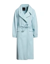 Yes London Woman Coat Sky Blue Size 10 Polyester, Viscose