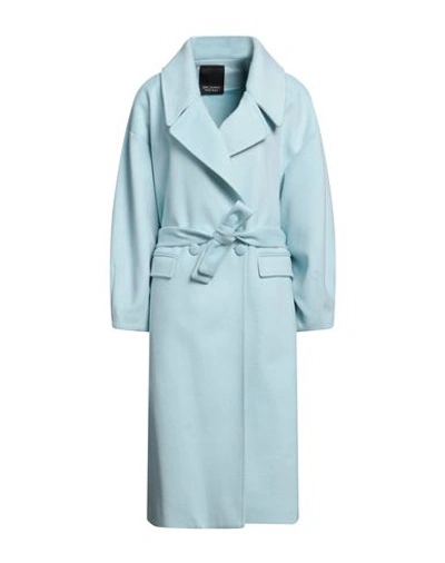 Yes London Woman Coat Sky Blue Size 10 Polyester, Viscose