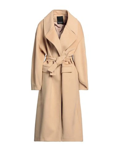 Yes London Woman Coat Camel Size 10 Polyester, Viscose In Beige