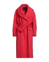 Yes London Woman Coat Red Size 10 Polyester, Viscose