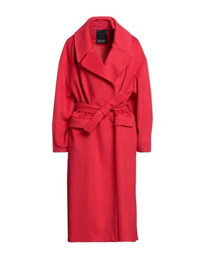 YES LONDON YES LONDON WOMAN COAT RED SIZE 10 POLYESTER, VISCOSE