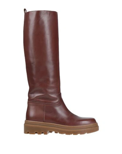 Sofia / Len Woman Boot Brown Size 6 Soft Leather, Textile Fibers
