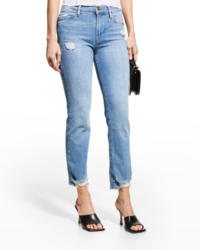 FRAME LE HIGH STRAIGHT ANKLE JEANS