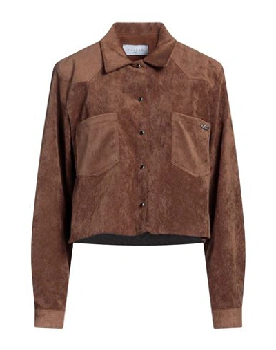 Gaelle Paris Gaëlle Paris Woman Shirt Brown Size 6 Polyester, Polyamide, Elastane