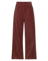 Shaft Woman Pants Dark Brown Size 28 Cotton, Elastane