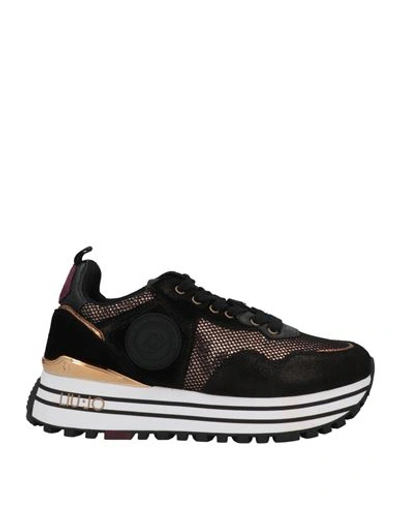 Liu •jo Woman Sneakers Black Size 5 Bovine Leather, Textile Fibers