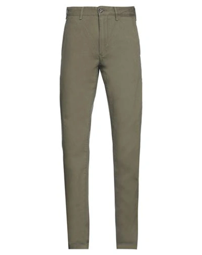 Gant Man Pants Military Green Size 30w-34l Cotton, Elastane In Green
