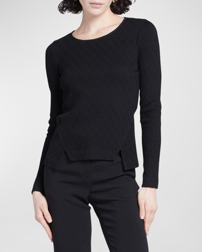 Giorgio Armani Textured Jersey Jacquard Sweater In Solid Black