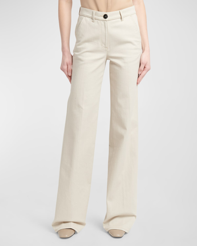 Giorgio Armani High Rise Straight-leg Denim Pants In Cream