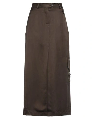 Isabel Benenato Woman Long Skirt Dark Brown Size 8 Cupro