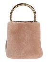 Marni Woman Handbag Blush Size - Bovine Leather, Brass, Shearling In Pink